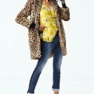 Cabi Josephine Leopard Print Coat with Removable Cuffs